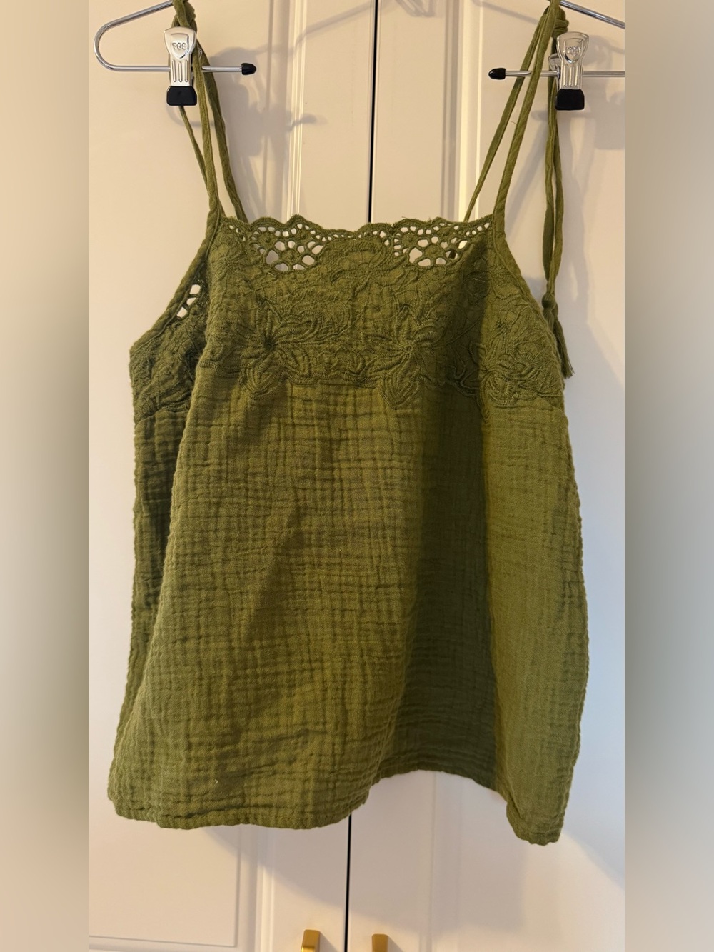 Universal Thread Olive Green Crochet-Trim Camisole